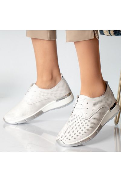 MODA STİL Women's casual white shoes, genuine leather, 37