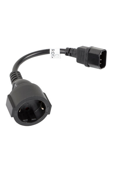 Lanberg Cablu prelungitor de alimentare UPS, PC, 20 cm, Lanberg 40987, IEC 320 C14 la Schuko mama, negru