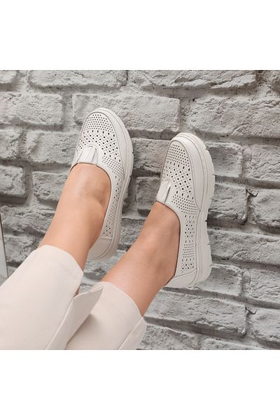 MODA STİL Women's casual shoes Beige made of Molica Ecological Leather, 39