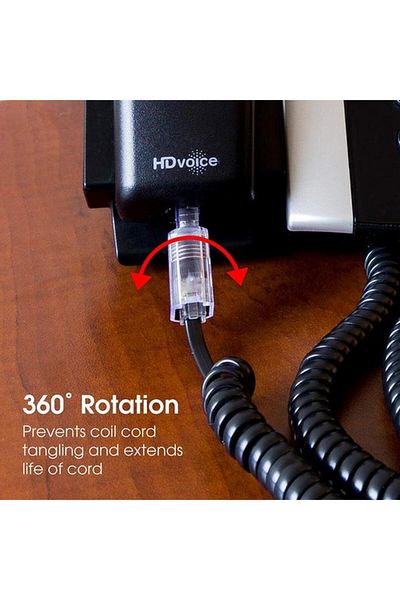 Generic erorex Tangle-Free 360 Degree Rotation Plug into Landline Phone Handset Black 27637