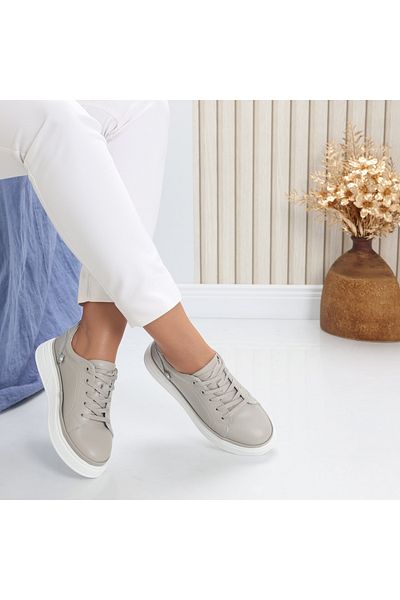 MODA STİL Women's casual shoes in grey genuine leather Novea, 40