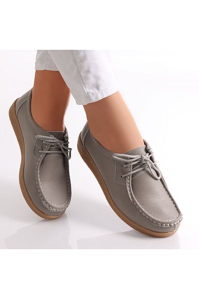 MODA STİL Women's casual shoes, grey, natural leather, lucy, 40