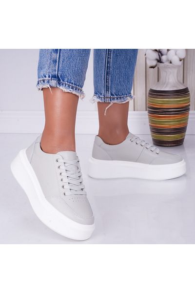 MODA STİL Women's casual shoes Grey made of natural leather Bria, 39