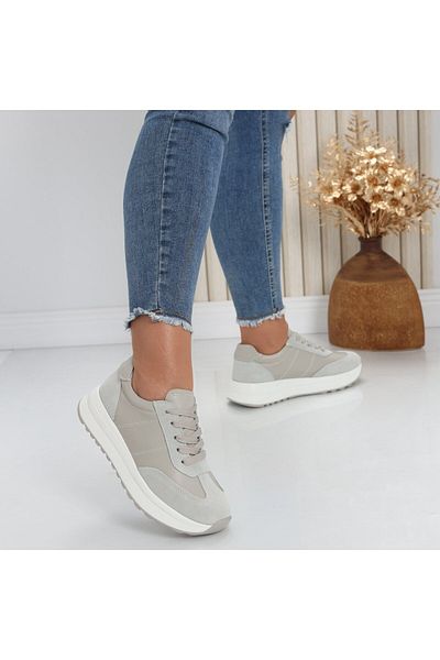 MODA STİL Women's casual shoes in gray genuine leather Bella, 37