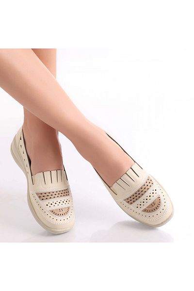 MODA STİL Ladies' Casual Shoes Beige Made of Ecological Leather Dameo, 40