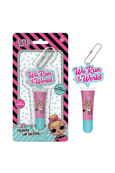 Generic MARVEL We Run The World Travel Lip Gloss with Key Chain Pink and Blue LOL5113