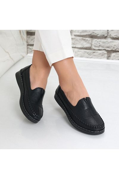 MODA STİL Women's Casual Shoes Black Made of Ecological Leather Zinam, 37