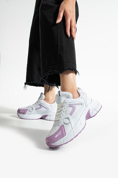Getcho Hagrid Women's White Lilac Mesh Sports Shoes