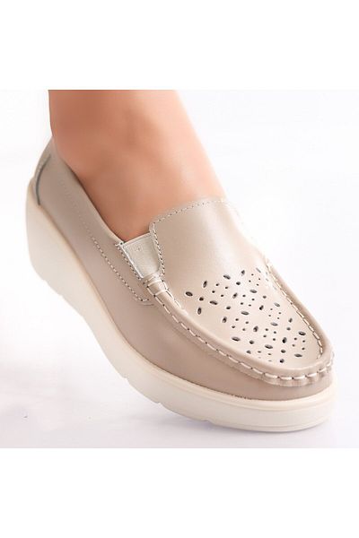 MODA STİL Women's casual shoes Beige made of natural leather Avril, 41