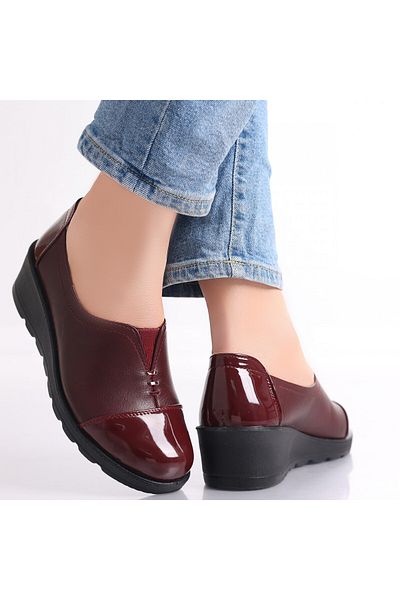 MODA STİL Women's casual shoes Bordeaux made of Reddish eco-leather, 39