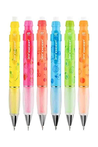 Serve Deep Mekanik Uçlu Kalem 0.7 mm Meyve Serisi - 6'lı Set