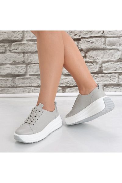MODA STİL Women's casual shoes in grey genuine leather Amelsa, 38