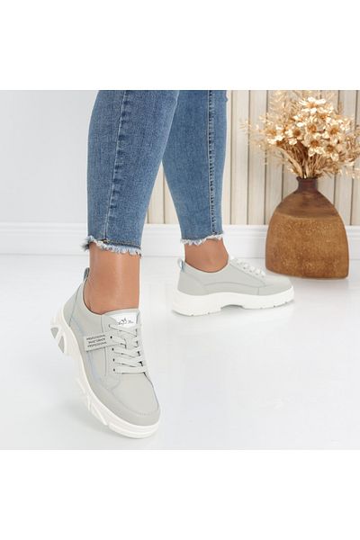 MODA STİL Women's casual shoes in grey genuine leather Mika, 40