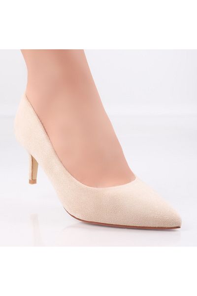 MODA STİL Women's Beige Shoes Made of Eco-Suede Leather Agaia, 37