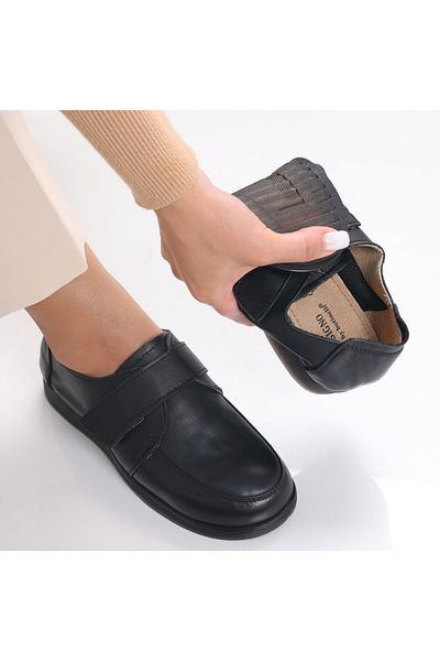 MODA STİL Women's Casual Shoes Black Genuine Leather Jarin, 37