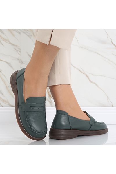 MODA STİL Women's casual shoes, Green, made of natural leather, Sendiana, 38