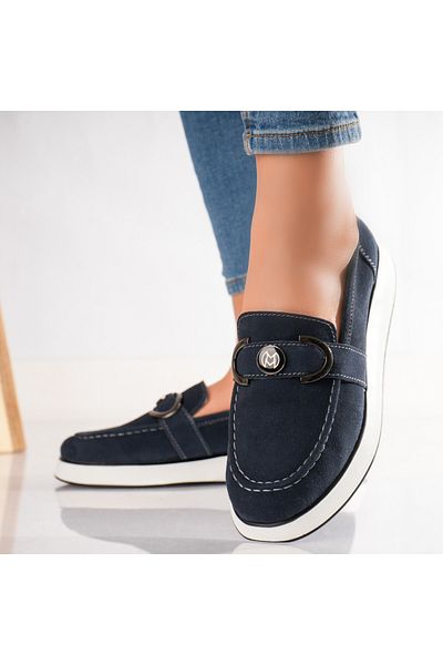 MODA STİL Women's casual shoes Navy Blue made of genuine suede leather Emma, ​​40