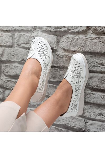MODA STİL Women's casual shoes, white, made of eco-leather, Ilana, 37
