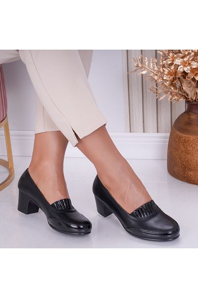 MODA STİL Women's Black Heeled Shoes Made of Eco-Leather Dell, 40
