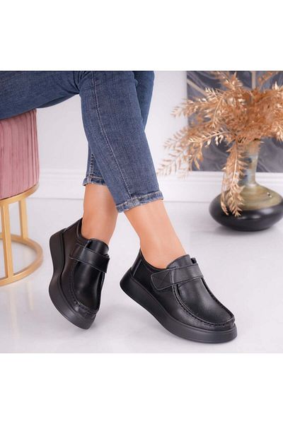 MODA STİL Women's casual shoes Black Genuine Leather Duva, 38