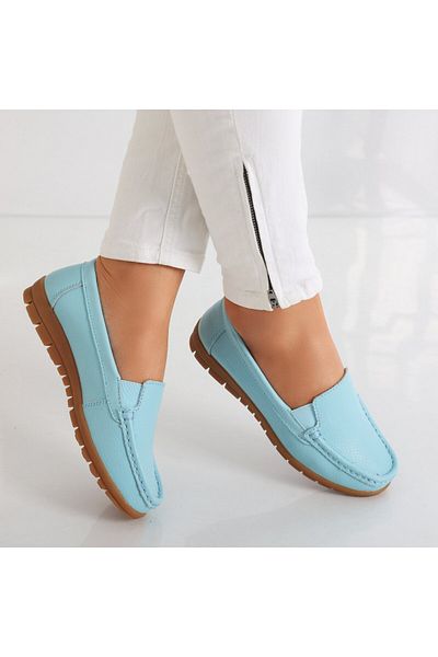 MODA STİL Women's casual shoes in blue genuine leather, Comoi, 36