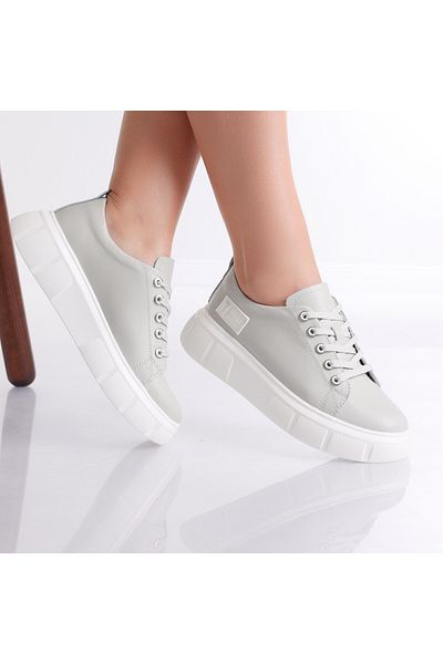 MODA STİL Women's casual shoes in gray natural leather Soyvi, 39