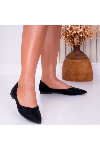 MODA STİL Women's black ballet flats made of organic leather Rolina, 38