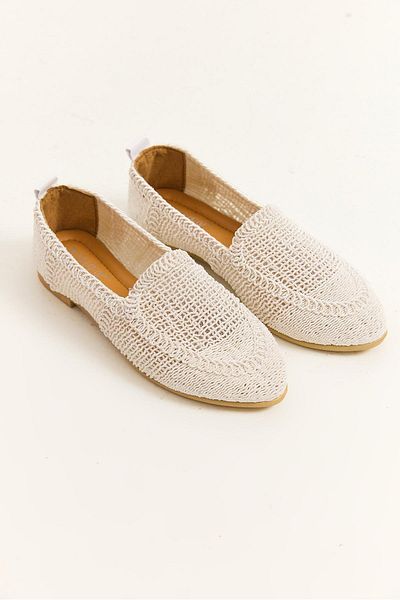 Raneel Kazançlı Alışveriş Knitted design women's flat shoes white