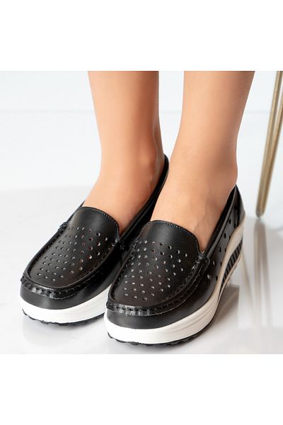 MODA STİL Women's casual shoes, black, genuine leather, pearl, 41