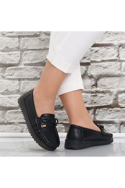 MODA STİL Women's Casual Shoes Black Made of Jinan Eco-Leather, 38