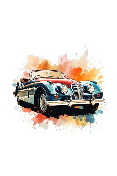 INOVATIX Set de 8 piese, artă pe pânză, autocolant auto vintage Jaguar Xk140 Cabrio, INOVATIX®. 6 cm