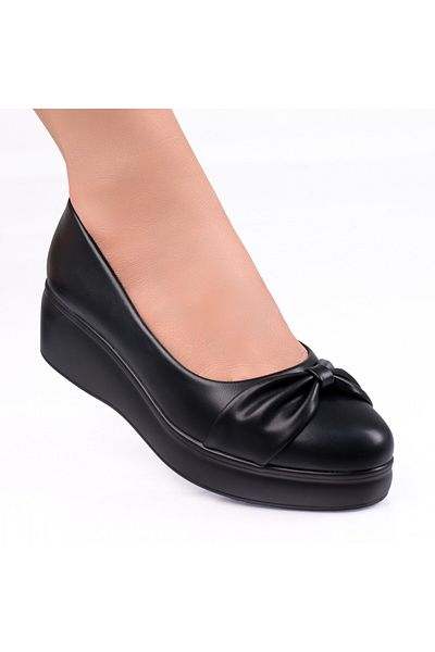 MODA STİL Women's Black Platform Shoes Made of Eco-Leather Brisia, 36