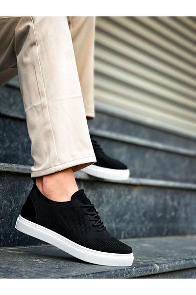 EBRUS TREND Et-Kb-101 Black Knitwear Lace-Up Casual Men's Shoes
