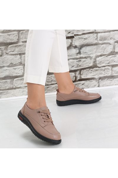 MODA STİL Women's Casual Khaki Shoes Made of Organic Leather Turina, 38