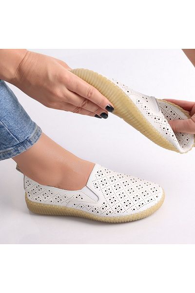 MODA STİL Women's Casual White Shoes Made of Sovani Ecological Leather, 40