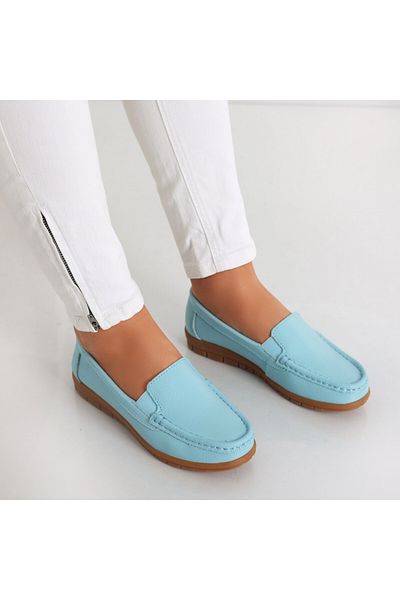 MODA STİL Women's casual shoes in blue genuine leather, Comoi, 36