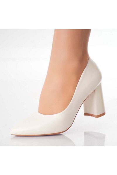 MODA STİL Women's shoes with heels Light Beige from Eco-leather Macarena, 38