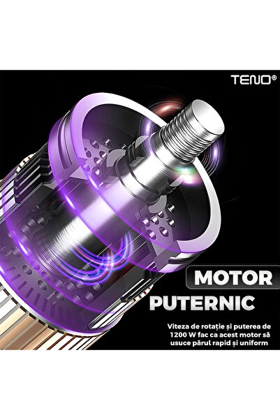 Teno Επαγγελματικό πιστολάκι μαλλιών Teno® 3 σε 1, 3 αξεσουάρ, 1200W, λευκό