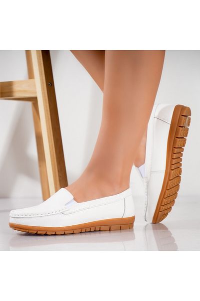 MODA STİL Women's casual white shoes made of natural leather Comoi, 37
