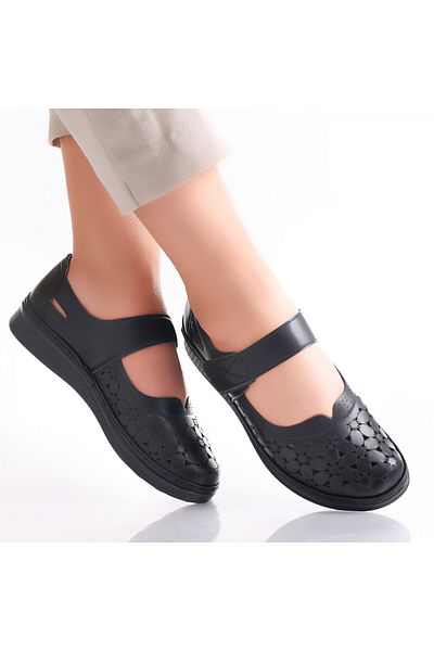 MODA STİL Women's Casual Black Shoes Made of Agali Ecological Leather, 38