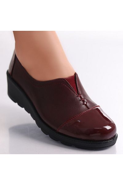 MODA STİL Women's casual shoes Bordeaux made of Reddish eco-leather, 39