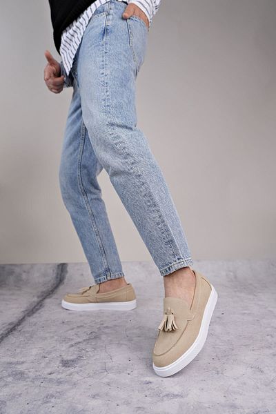 EBRUS TREND Et153 Bloom Laceless Tassel Suede Men's Casual Sports Classic Shoes Bt - Cream