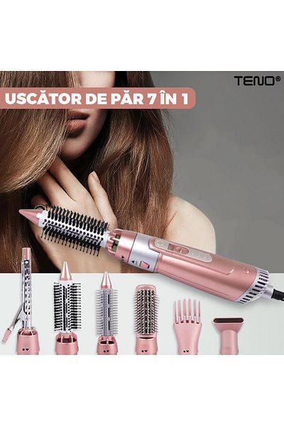 Teno Uscator Profesional de Par 7 in 1 Teno®, 6 accesorii incluse, 2200W, roz perlat