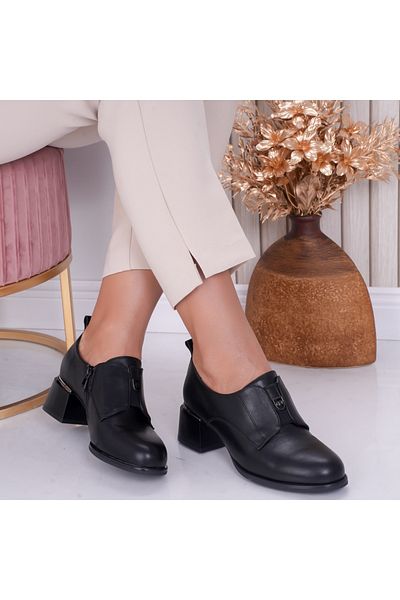 MODA STİL Women's Black Heeled Shoes Made of Eco-Leather Sell, 37