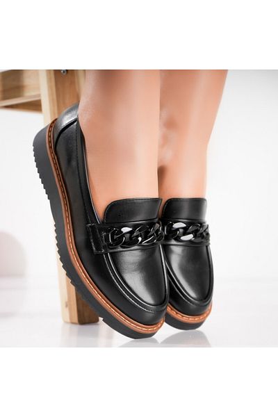 MODA STİL Pantofi dama casual Negri din Piele Ecologica Sahin, 38