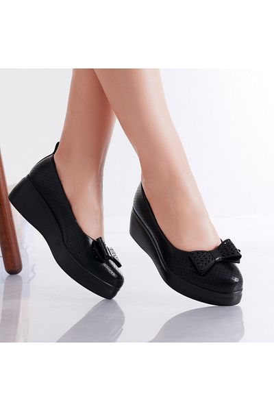 MODA STİL Women's Black Platform Shoes Made of Eco-Leather Yolina, 38