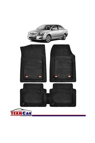 TEAMCAR ® Car Mats Tray Type Compatible Toyota Avensis T25 (2003-2009) Black Durable Material