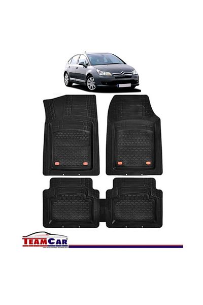 TEAMCAR Covorașe auto tip tavă compatibile cu Citroen C4 I (2004-2010), negre, material durabil
