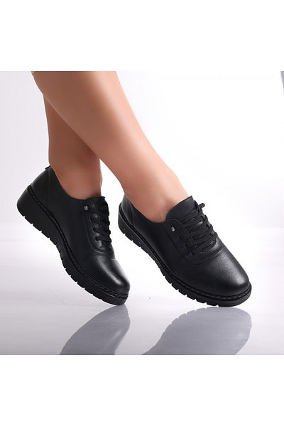 MODA STİL Women's Casual Black Shoes Made of Idania Ecological Leather, 39