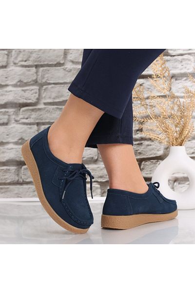 MODA STİL Women's casual shoes Navy Blue made of genuine suede leather Alenasa, 36